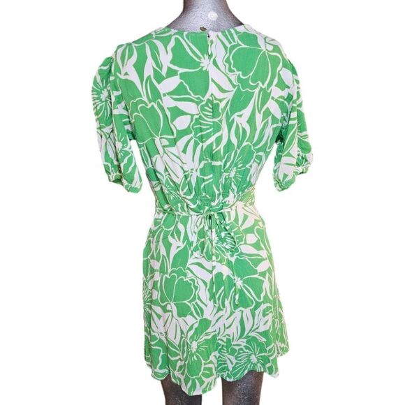 Faithful The Brand La Castella Green White Tropical Mini Dress Size 4 - Picture 13 of 15